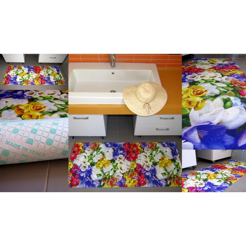 Tappeto Bagno in Cotone con Elegante Decorazione Floreale Colorata –  HomeLife Italy